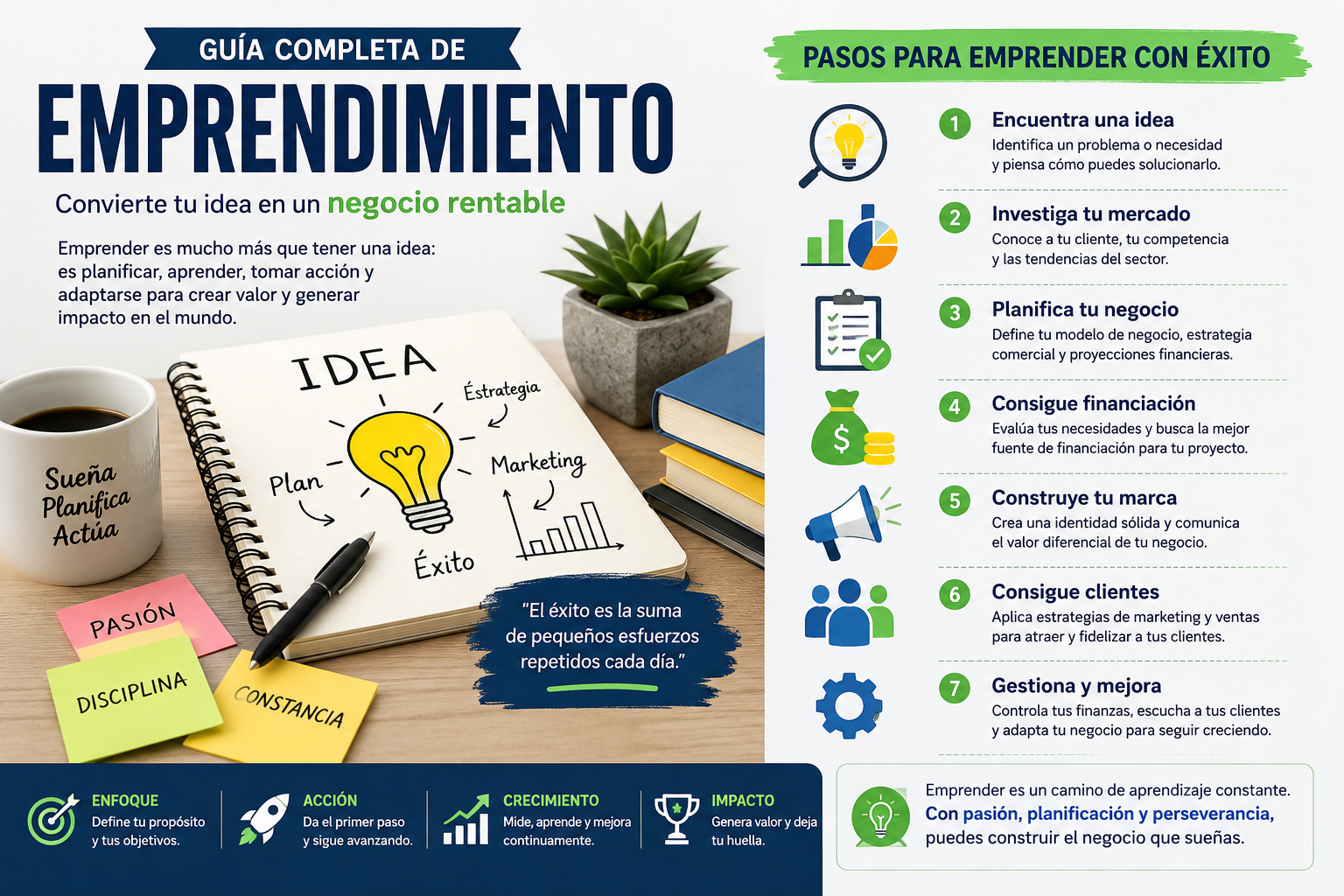 Guía completa de Emprendimiento, cómo convertir una idea en un negocio rentable